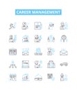 career management vector line icons set. Job, Search, Training, Networking, Resume, Developing, Goals illustration