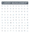 career management vector line icons set. Job, Search, Training, Networking, Resume, Developing, Goals illustration