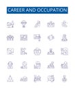 Career and occupation line icons signs set. Design collection of Job, Vocation, Occupation, Profession, Livelihood