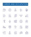 Career and occupation line icons signs set. Design collection of Job, Vocation, Occupation, Profession, Livelihood