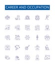 Career and occupation line icons signs set. Design collection of Job, Vocation, Occupation, Profession, Livelihood