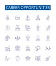 Career opportunities line icons signs set. Design collection of Opportunities, Career, Jobs, Professions, Employment