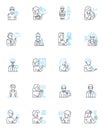 Career options linear icons set. Opportunities, Professions, Occupations, Vocations, Trades, Jobs, Employment line Royalty Free Stock Photo