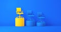 Career Pedestal With Office Chairs and Yellow Leader Chair on a Blue Studio Background.