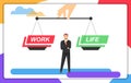 Career or personal life. A man is faced with a choice of career or personal life. Vector illustration. Royalty Free Stock Photo