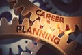 Career Planning Concept. Golden Cogwheels. 3D Illustration. Royalty Free Stock Photo