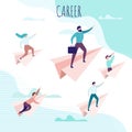 Career Poster with People Flying on Paper Planes