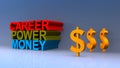 Career power money on blue Royalty Free Stock Photo