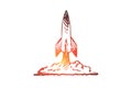 Career, rocket, business, success, flying concept. Hand drawn isolated vector.