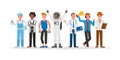 Career staff character vector design include janitor, businessman, gamer, fitness trainer, astronaut and doctor