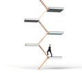 Career stairs concept with man climbs the education leve Royalty Free Stock Photo