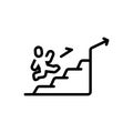 Black line icon for Career Steps, career and stiars