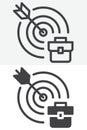 Career target line and solid vector icon set Royalty Free Stock Photo