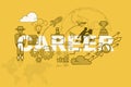 Career website banner concept with thin line flat design