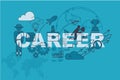 Career website banner concept with thin line flat design