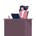 Career woman or Business Woman, Equality, Freedom, Civil Rights, Independence Concept. Flat design characters office workers sitti Royalty Free Stock Photo