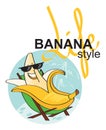 Carefree banana on vacation Royalty Free Stock Photo