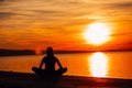 Carefree calm woman meditating in nature.Finding inner peace.Yoga practice.Spiritual healing lifestyle.Enjoying peace,anti-stress Royalty Free Stock Photo