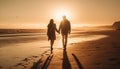 A carefree couple embraces at dusk, enjoying the sunset together generated by AI Royalty Free Stock Photo