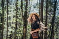 Carefree european girl in attire at the park.