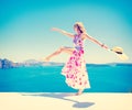 Carefree happy woman enjoying life in summer. Royalty Free Stock Photo