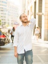 Carefree man on the city Royalty Free Stock Photo
