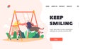 Carefree Retirement, Freedom Landing Page Template. Funny Pensioners Swinging on Teeter-totter, Elderly Characters Play