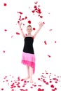 Carefree Teen Throwing Rose Petal Into The Air Royalty Free Stock Photo