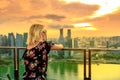 Singapore woman rooftop Royalty Free Stock Photo