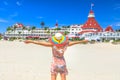 Tourist woman San Diego Beach Royalty Free Stock Photo