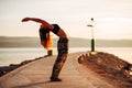 Carefree woman meditating in nature.Finding inner peace.Yoga practice.Spiritual healing lifestyle.Enjoying peace,anti-stress