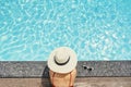 Carefree woman relaxation in swimming pool summer Holiday concept Royalty Free Stock Photo