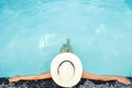 Carefree woman relaxation in swimming pool summer Holiday concept Royalty Free Stock Photo