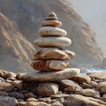 The careful balance of a rock stack