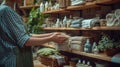 Careful hands navigate shelves, wiping away dust and arranging items, as a cleaner transforms disorder Royalty Free Stock Photo