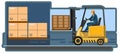 Careful loading and unloading of cargo. Vector illustration. Logistics company. Cargo delivery service. Local and international tr