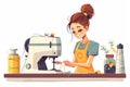 Careful work of a craftsman: the process of garment sewing Royalty Free Stock Photo