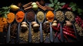 Culinary Fusion: Aromatic Spices in Top-View Elegance