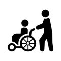 Caregivers, caretaker, disability icon. Black vector graphics