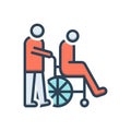 Color illustration icon for Caregivers, caretaker and disability