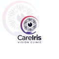 Careiris vision clinic logo, round hand and eyeball vector