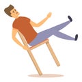 Careless man on chair icon, cartoon style Royalty Free Stock Photo