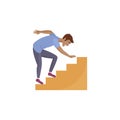 Careless man running fast up stairs and falling down, risk of injury Royalty Free Stock Photo