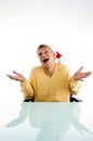 Careless man wearing christmas hat Royalty Free Stock Photo