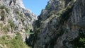 Cares Gorge trail walking bridge in Picos de Europa NP in Spain