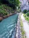 Cares river path trail in Spain Asturias Royalty Free Stock Photo