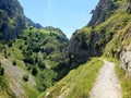 Cares river path trail in Spain Asturias Royalty Free Stock Photo