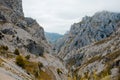 Cares route in the Picos de Europa , mountain landscape.