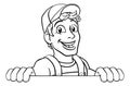 Caretaker Handyman Cartoon Construction Man Sign Royalty Free Stock Photo