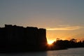 Carew Castle with Sunset Royalty Free Stock Photo
